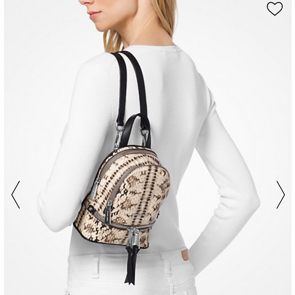 Michael‎ Kors Rhea Mini Snake-Embossed Leather Backpack - Picture 2 of 10